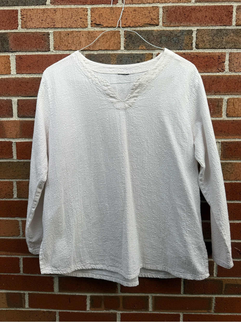 Focus 100% Cotton White Textured Tunic Top